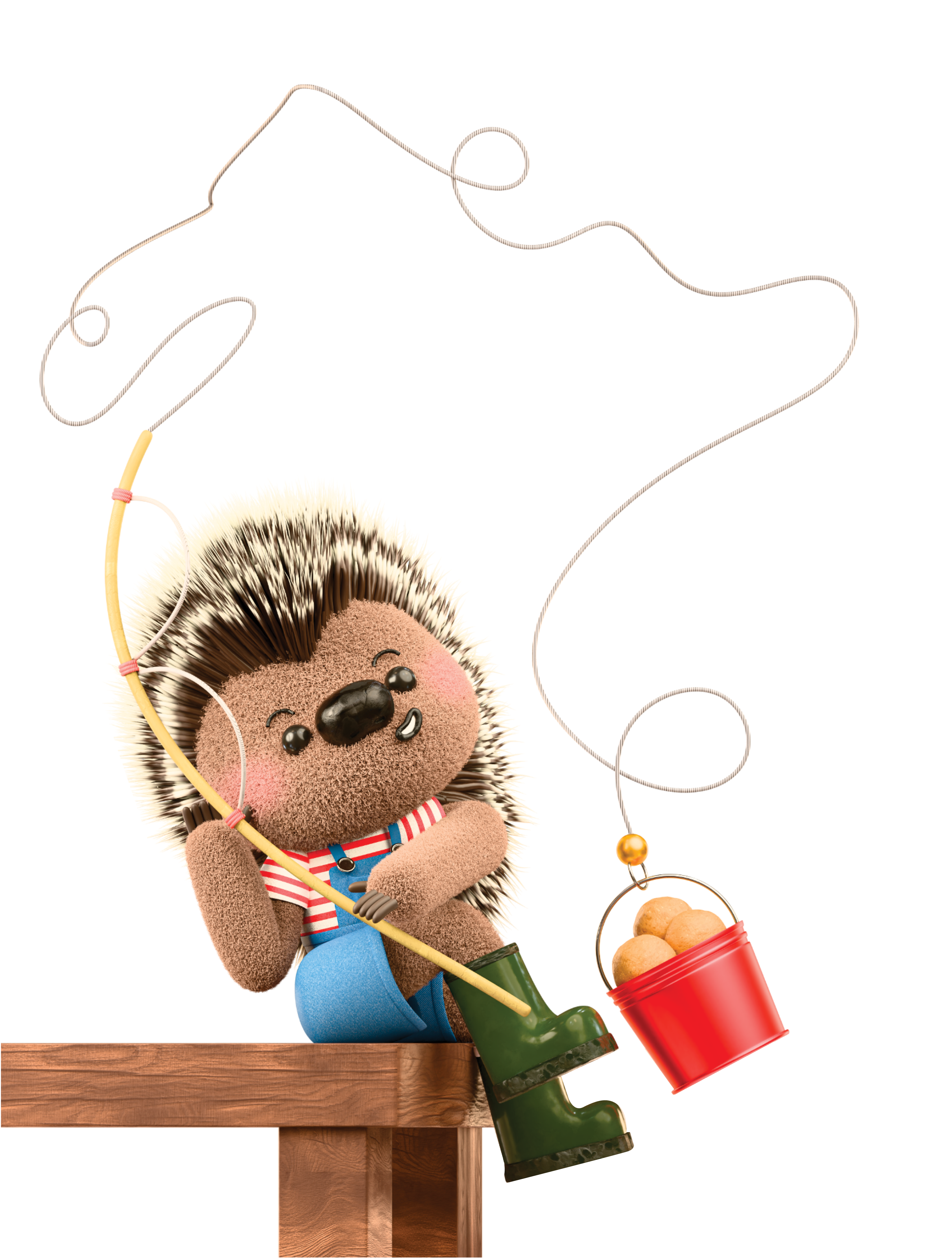 Pete the hedgehog fishing